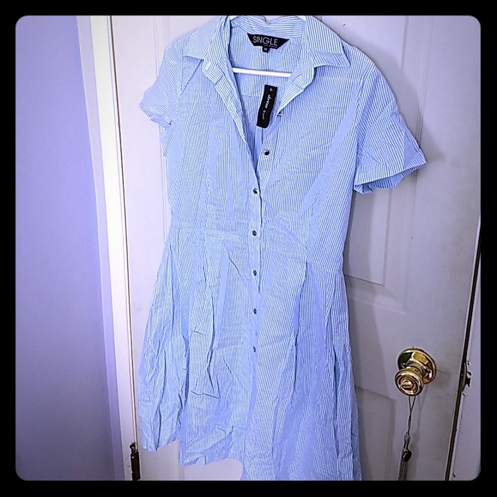 Blue & White Striped Day Dress